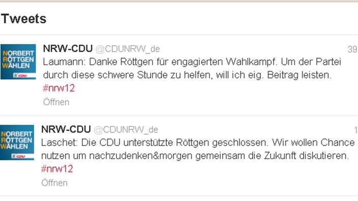 Screenshot Tweets der NRW-CDU