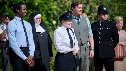 Felix Livingstone (Jerry Iwu), Sister Boniface (Lorna Watson), Peggy Button (Ami Metcalf), Sam Gillespie (Max Brown)