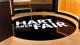 Studioboden mit dem Schriftzug "Hart aber fair"