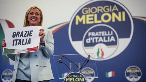 Giorgia Meloni, Vorsitzende der rechtsradikalen Partei Fratelli d'Italia (Brüder Italiens)
