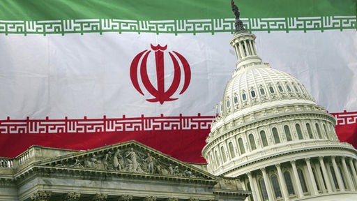 Die iranische Flagge hinter dem Capitol in Washington