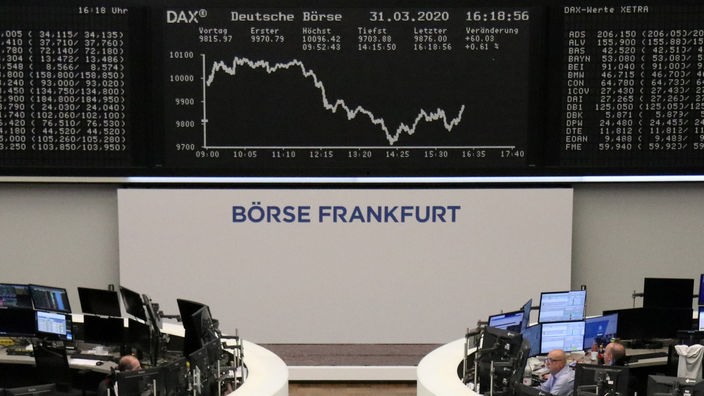Anzeige des DAX-Kurses an der Frankfurter Börse am 31. März 2020.