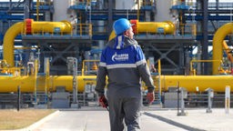 Die von Gasprom betriebene Kompressorstation Slavyanskaya am 27.07.2021