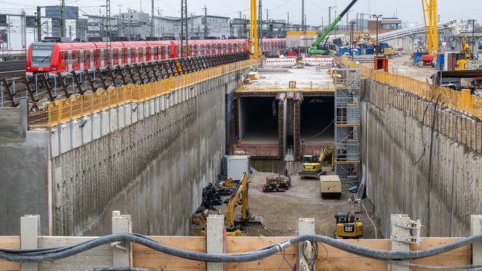 Baustelle beim "Tunnelportal West" in München (19.04.2023)