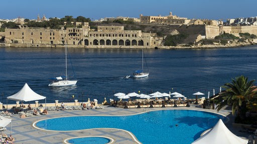 Blick auf den Marsamxett Harbour auf Malta