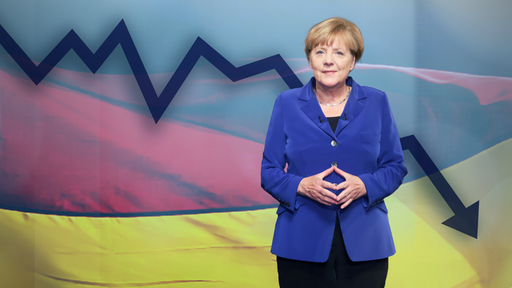 Angela Merkel vor einer Deutschlandflagge