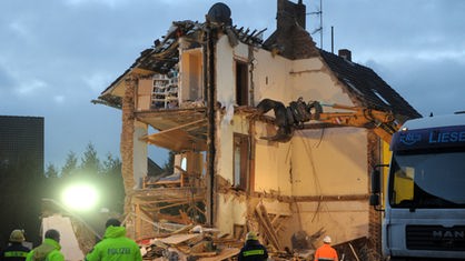 Trümmer des eingestürzten Hauses in Brühl