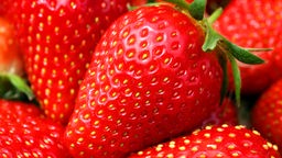 Das Bild zeigt Erdbeeren. 
