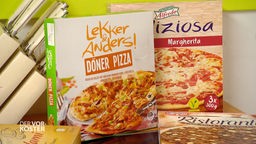 Das Bild zeigt verschiedene Tiefkühlpizza Varianten.