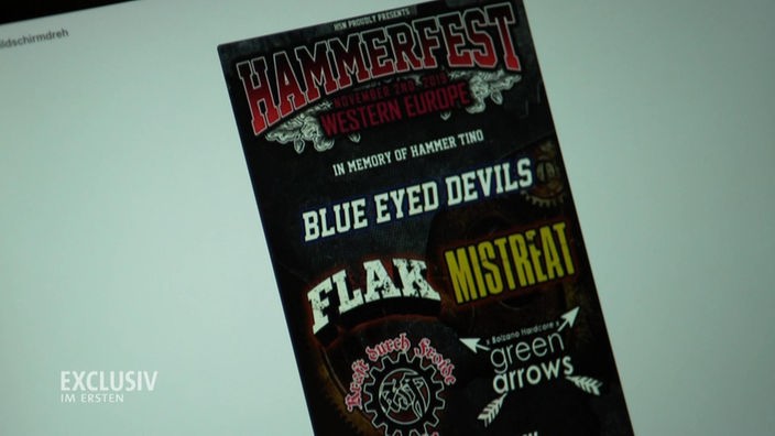 Flyer von einem Rechtsrock Festival betitelt Hammerfest. 