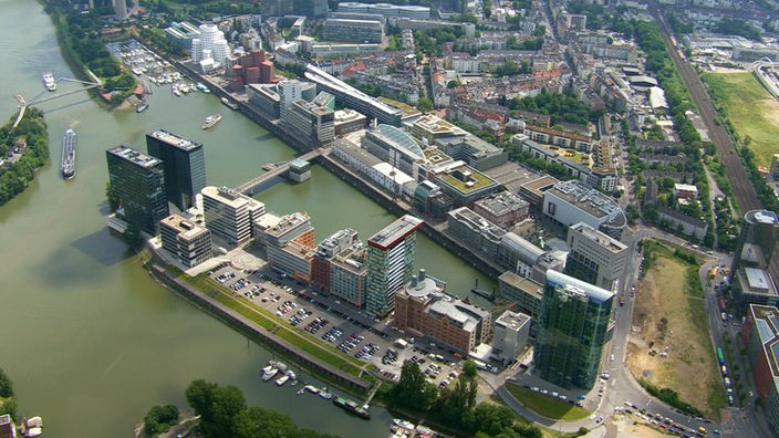 Luftbild vom Düsseldorfer Medienhafen