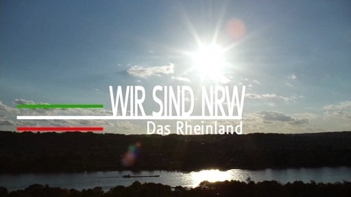 Der Rhein im Abendlicht, darauf die Titelgrafik