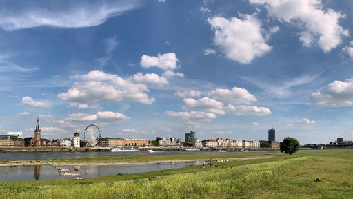 Blick auf den Rhein und das Panorama von Düsseldorf