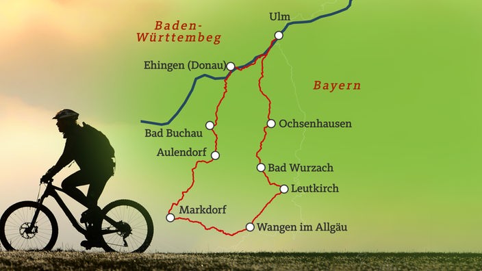 Grafik des Oberschwaben-Allgäu-Radwegs.