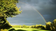 Ein Regenbogen über einem Feld