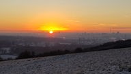 Sonnenaufgang über der Skyline von Dortmund