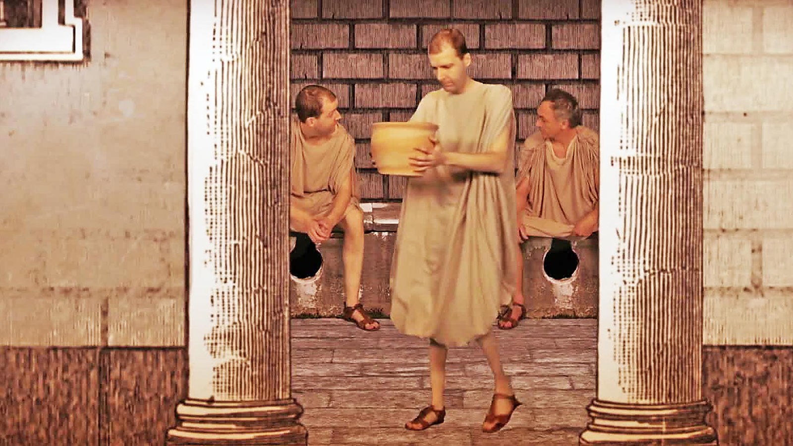 Illustration: Toilettensituation im alten Rom
