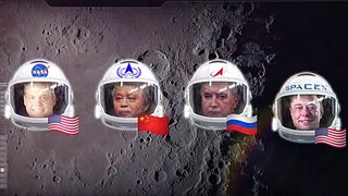 Montage: die Kontrahenten im Wettlauf zum Mond