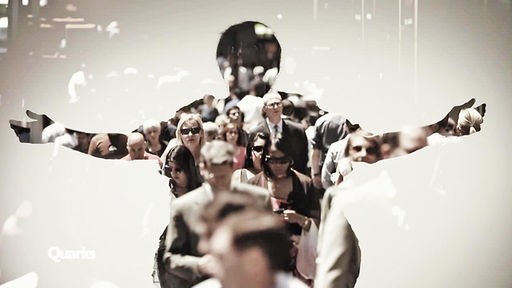 Collage: Menschenmengen in einem Körperumriss