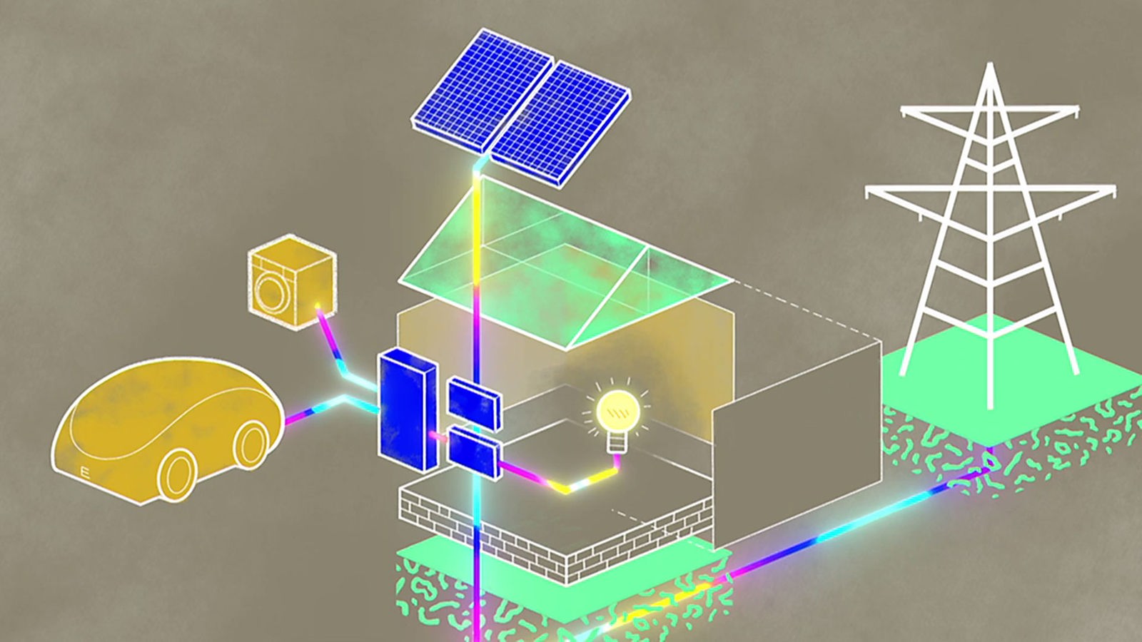 Grafik: Funktionsweise einer Solaranlage