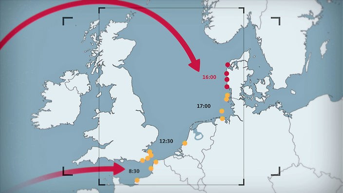 Grafik: Karte zur Monsterwelle in der Nordsee