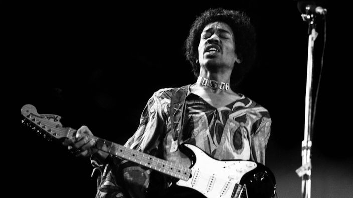 Jimi Hendrix beim Isle of Wight Festival im August 1970