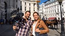Tamina Kallert und Kameramann Uwe Irnsinger in Wien