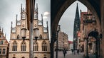 Collage: Rathaus Münster und St. Lamberti.