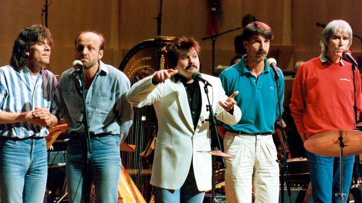 Die Gruppe "Bläck Fööss" mit Tommy Engel (Mitte), 1987.