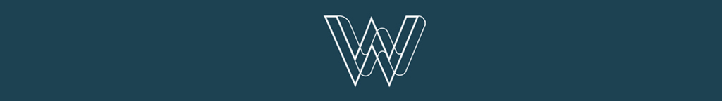 Ein gestaltetes W als Logo auf türkisem Grund