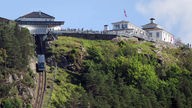 Die Bergstation der Standseilbahn Fløibanen in Bergen
