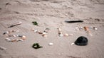 Schriftzug "Sylt" aus Muscheln am Strand