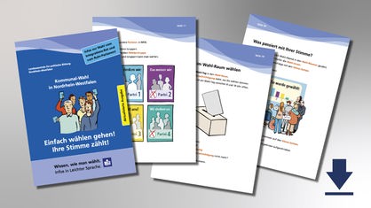 Montage: Broschüre in Leichter Sprache zur Kommunalwahl NRW 2020