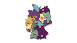 Die Karte von Deutschland zeigt an, wo Inspirationen zu finden sind.