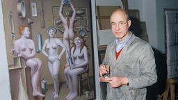 Konrad Klapheck in seinem Atelier