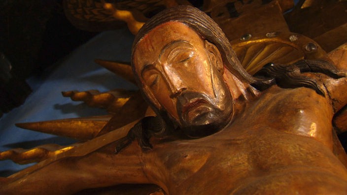 Das Gero-Kreuz im Kölner Dom, Detail: Gesicht Jesu