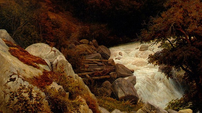 Das Gemälde "Das Wetterhorn" von Johann Wilhelm Schirmer zeigt eine schweizer Berglandschaft