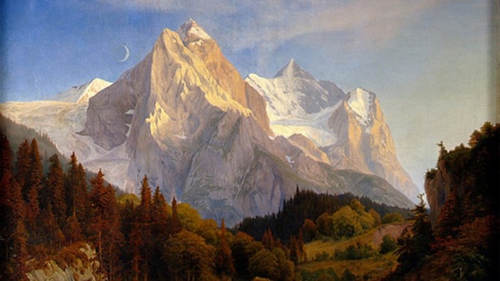 Das Gemälde "Das Wetterhorn" von Johann Wilhelm Schirmer zeigt eine schweizer Berglandschaft