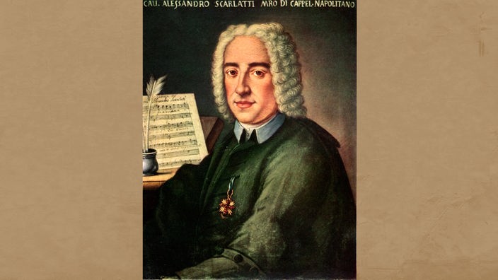Alessandro Scarlatti  Musiker und Komponist, 1659-1725. "Portraet mit Notenblatt". - Öl, 18. Jh. Bologna