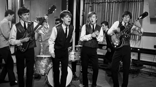 Rolling Stones 1962 Auftritt in einem Fernseh-Studio kurz nach Bandgründung: Bill Wyman , Mick Jagger , Brian Jones and Keith Richards 