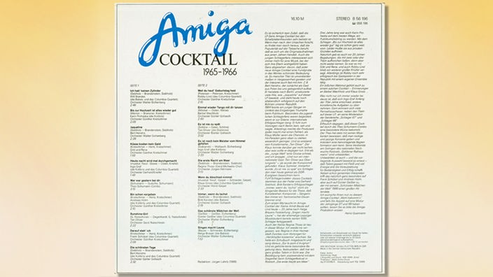 Amiga Cocktail 1965 - 1966 Plattencover rückseitig