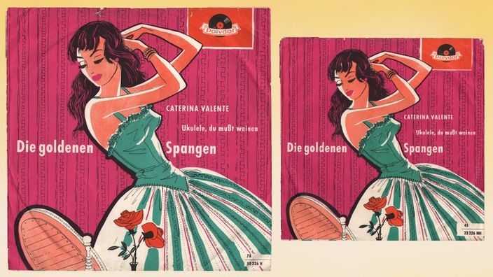 Plattencover: Caterina Valente: Die goldenen Spangen [Schellack- (l.) und Vinyl-Hülle (r.)]