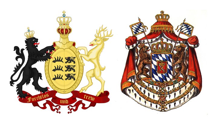 Wappen von Bayern und Württemberg