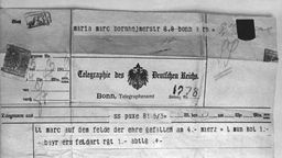 Telegramm mit der Nachricht vom Tode Franz Marcs