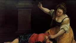 Gemälde "Jael tötet Sisera" von Artemisia Gentileschi, Öl auf Leinwand, um 1620, Standort: Budapest