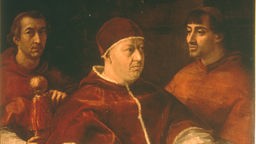 Papst Leo X mit den Kardinälen Luigi Rosso und Giulio de Medici, Gemälde von Raffael