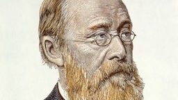 Porträt Rudolf Virchow, kolorierter Stich