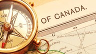 Karte von Canada mit einem Kompass