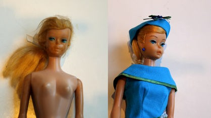 Eine Barbie von 1964 im Vorher-Nachher-Vergleich