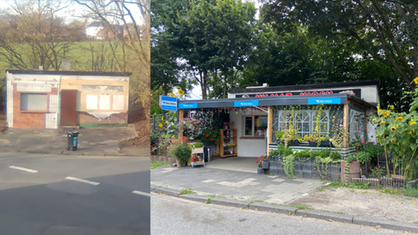 Yilmaz-Kiosk im Vergleich: Ruine und Gartenparadies